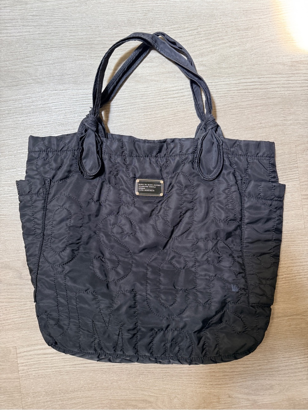 Marc by Marc Jacobs Black Quilted Tote with Logo Plaque